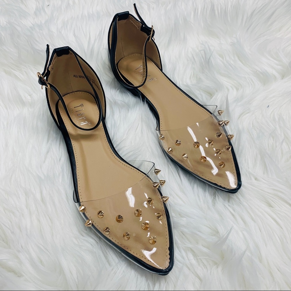 Black clear studded pointed sandal - Picture 6 of 7